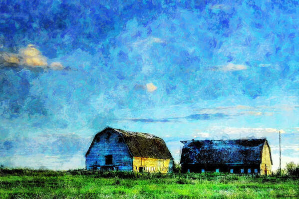 Alberta Poster featuring the painting Alberta Barn at Sunset by Sandy MacGowan