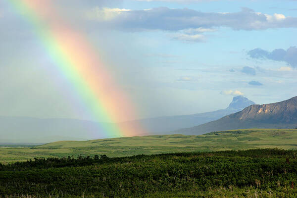 Waterton Lakes National Park Poster featuring the photograph Alberta Rockies Rainbow No.3 by Daniel Woodrum