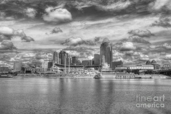 Cincinnati Poster featuring the photograph All American City 2 bw by Mel Steinhauer