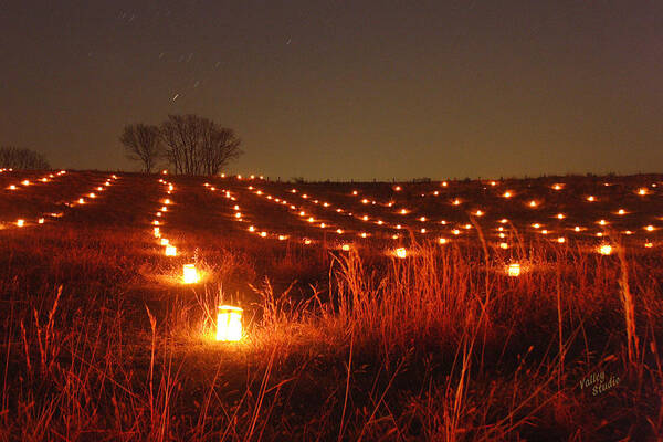 A Large Field With Hundreds Of Luminaries Along The Hagerstown Pike On The Antietam National Battlefield. This Is In An Area Known As The North Woods. Each Year 23 Poster featuring the photograph Along Hagerstown Pike 12 by Judi Quelland