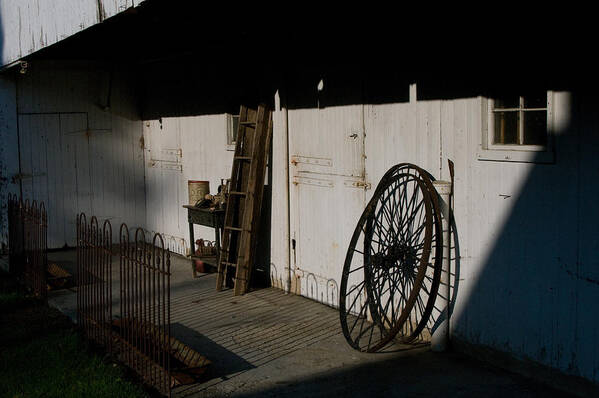 Amish Poster featuring the photograph Amish Buggy Wheel by Greg Graham