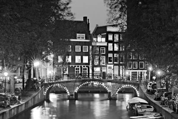 Keizersgracht Poster featuring the photograph Amsterdam Bridge at Night / Amsterdam by Barry O Carroll