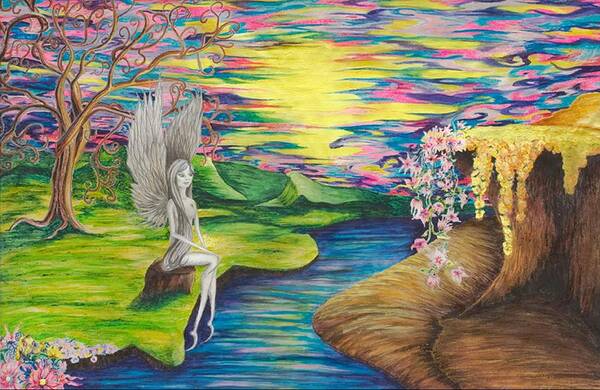 Fairy Poster featuring the mixed media Angel Fairy by Yolanda Raker