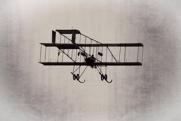 1910 Henri 3 Biplane Poster featuring the photograph Antique 1910 Henri 3 Biplane Airplane Takes Flight by Keith Webber Jr