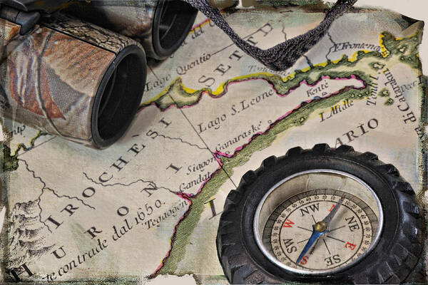 Map Poster featuring the photograph Antique Italian Map Upstate New York by Marianne Campolongo