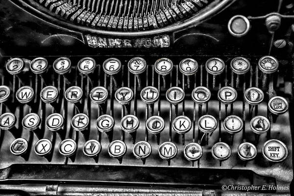 Christopher Holmes Photography Poster featuring the photograph Antique Keyboard - BW by Christopher Holmes