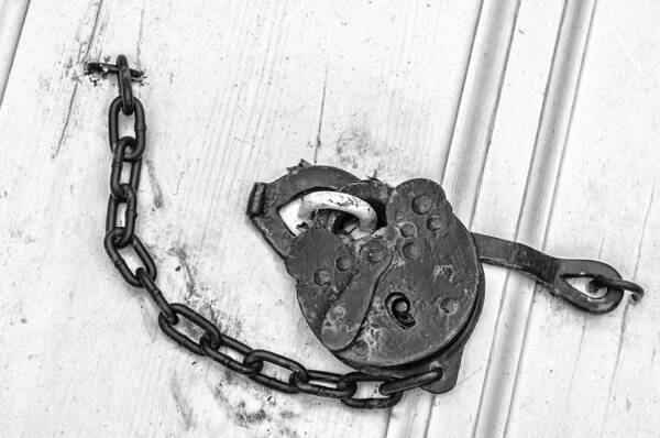 White Poster featuring the photograph Antique Lock by Gary Slawsky