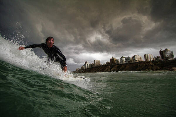 Surfing Poster featuring the photograph Apocalyptic Surfer by Assaf Gavra