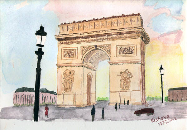 Arc De Triomphe Poster featuring the painting Arc De Triomphe by Keshava Shukla