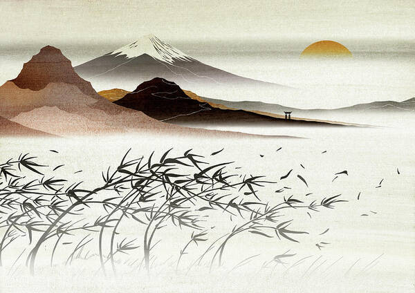 Asian Culture Poster featuring the photograph Asian Landscape With Mountain by Ikon Ikon Images