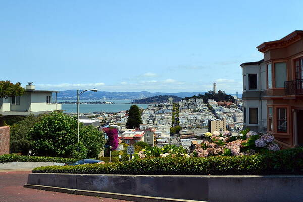 Lombard Street Poster featuring the photograph At the Top - Lombard Street by Michelle Calkins