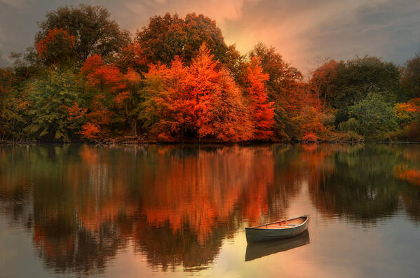 Canoe Poster featuring the photograph Autumn Canoe by Robin-Lee Vieira