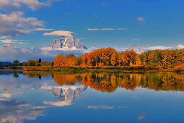 Oxbow Bend Poster featuring the photograph Autumn Foliage at the Oxbow by Greg Norrell