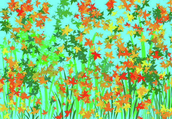 Outdoors Poster featuring the digital art Autumn Leaves. Creative Abstract Design by Raj Kamal