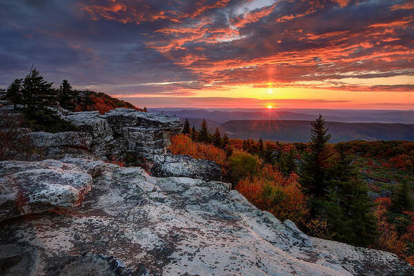 Bear Rocks Preserve Poster featuring the photograph Autumn Sunrise at Dolly Sods by Jaki Miller