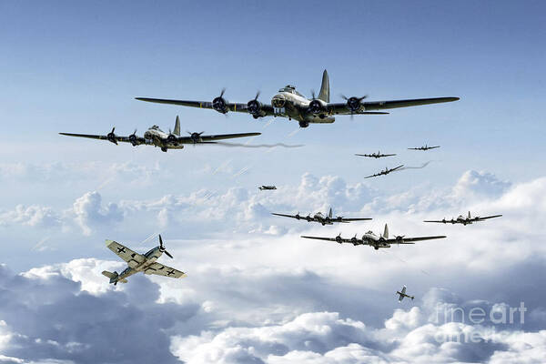B-17 Flying Fortress Poster featuring the digital art B17 Fortress Europe by Airpower Art