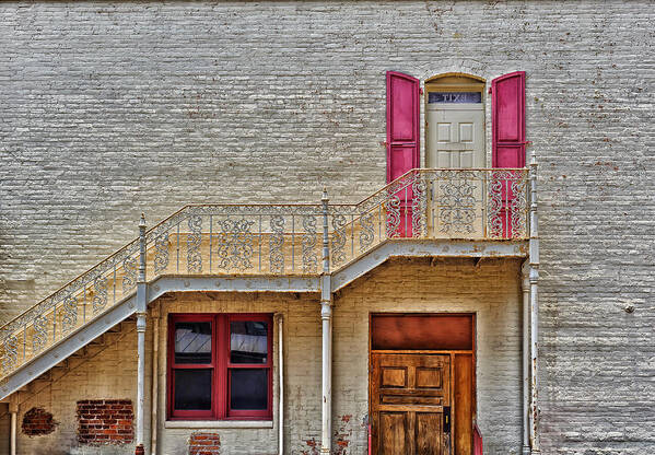 Frank J Benz Poster featuring the photograph Back Stairs - Near Church Street Orlando Florida by Frank J Benz