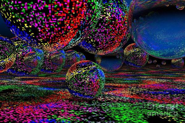 Landscape Science Fiction Atmospheric Surreal Colourful Poster featuring the digital art Balls1 by Mark Blauhoefer