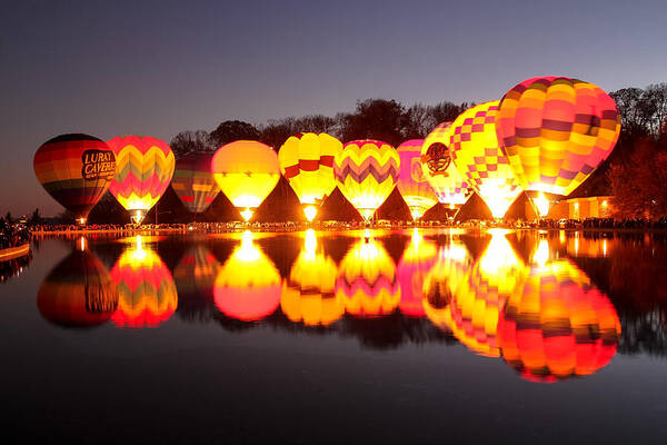 Hot Air Balloons Poster featuring the photograph Balluminaria by Cathy Donohoue