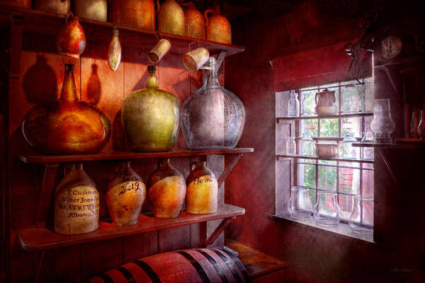 Bar Poster featuring the photograph Bar - Bottles - Check out these BIG Jugs by Mike Savad