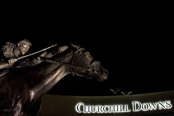 Barbaro Poster featuring the photograph Barbaro and Churchill Downs at night by John McGraw
