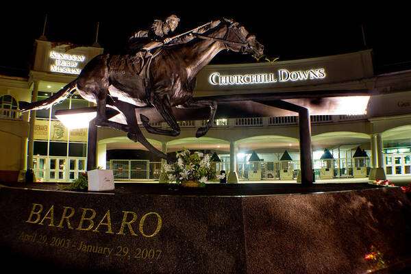 Barbaro Poster featuring the photograph Barbaro Statue Outside of Churchill Downs by John McGraw