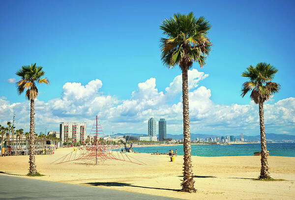 Catalonia Poster featuring the photograph Barcelona Coastline by Nikada