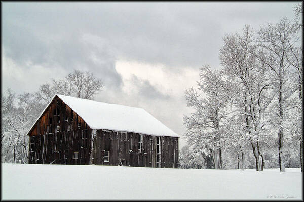 Snow Poster featuring the photograph Barn in Snow by Erika Fawcett