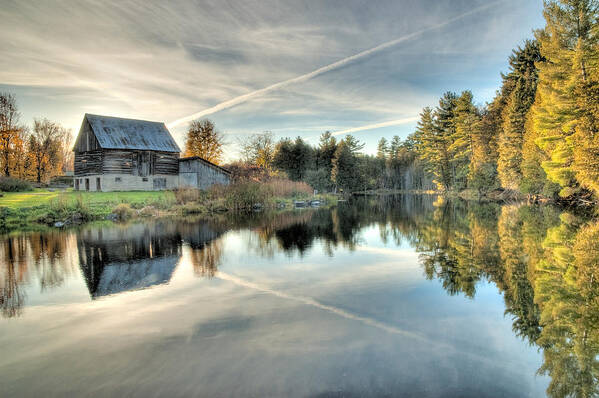 Rob Huntley Poster featuring the photograph Barn on Mill Pond along Waba Creek by Rob Huntley