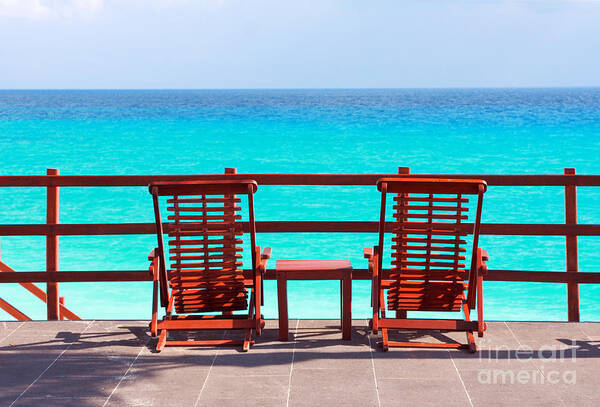 Beach Chair Poster featuring the photograph Beach Chairs by Charline Xia