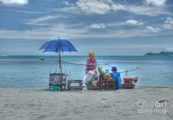 Michelle Meenawong Poster featuring the photograph Beach Sellers by Michelle Meenawong