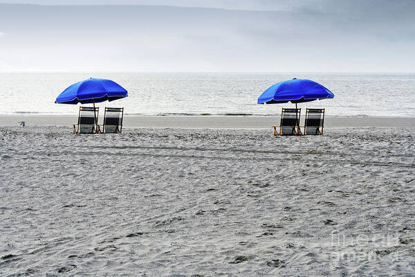 Hilton Head Poster featuring the photograph Beach Umbrellas on a Cloudy Day by Thomas Marchessault