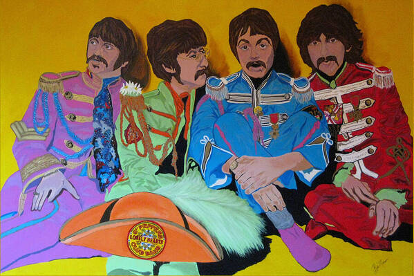 Beatles Poster featuring the painting Beatles-Lonely Hearts Club Band by Bill Manson
