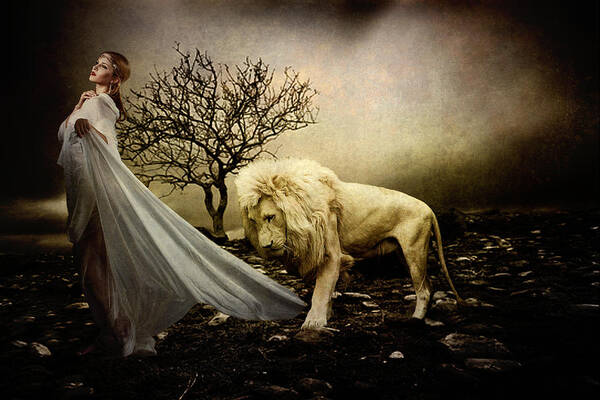 Animal Poster featuring the digital art Beauty and the Beast by Davandra Cribbie