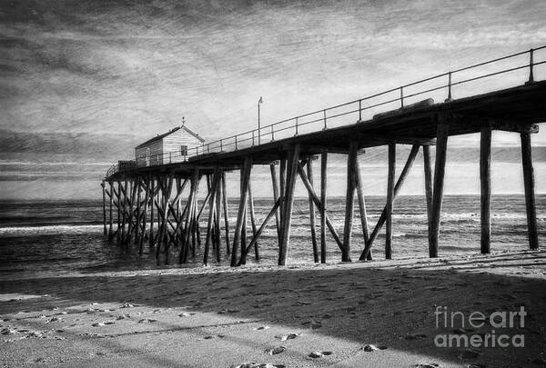 Belmar Poster featuring the photograph Belmar Fishing Pier in Black and White by Debra Fedchin