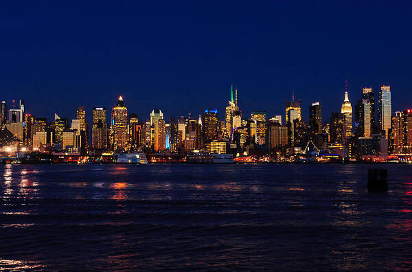 Best New York Skyline Photos Poster featuring the photograph Big Apple Skyline from New Jersey by Mitchell R Grosky