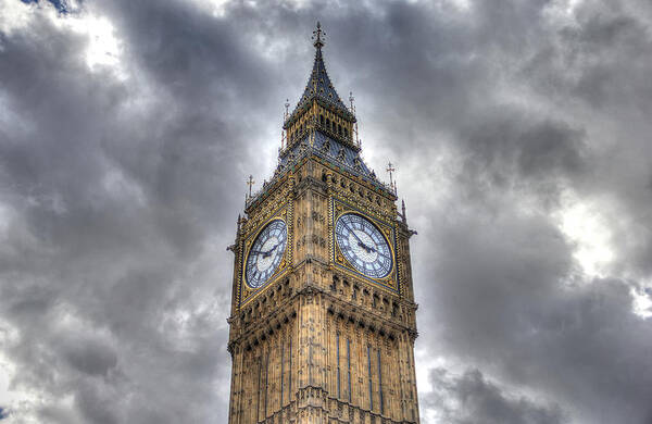 Big Ben Poster featuring the photograph Big Ben and clouds by Peggy Cooper-Berger