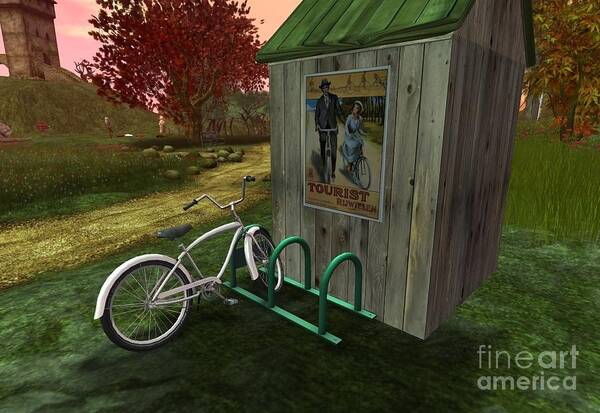 Bike Poster featuring the digital art Bike Stand by Wild Rose Studio