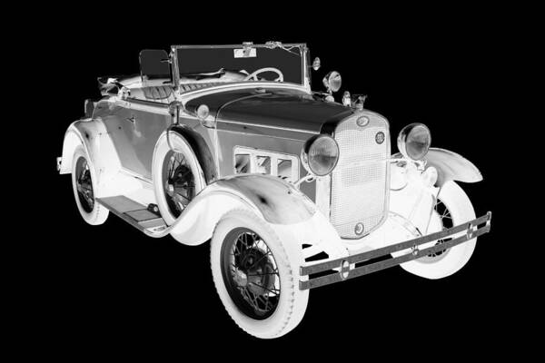Antique Poster featuring the photograph Black and White 1931 Ford Model A Cabriolet by Keith Webber Jr