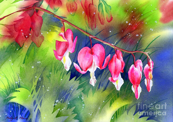 Bleeding Hearts Poster featuring the painting Bleeding Hearts by Hailey E Herrera