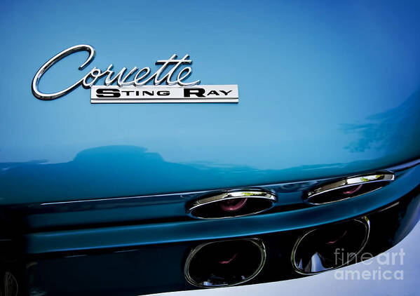 Style Poster featuring the photograph Blue Corvette Sting Ray Rear Emblem by Ken Johnson