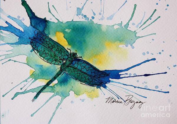 Dragonfly Poster featuring the painting Blue Dragonfly by Marcia Breznay