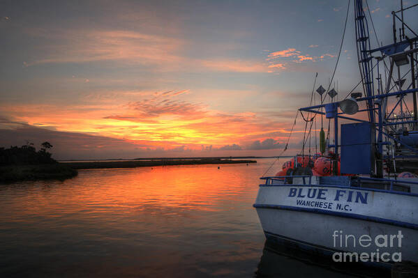 Fishing Boat Poster featuring the photograph Blue Fin Morning by Terry Rowe