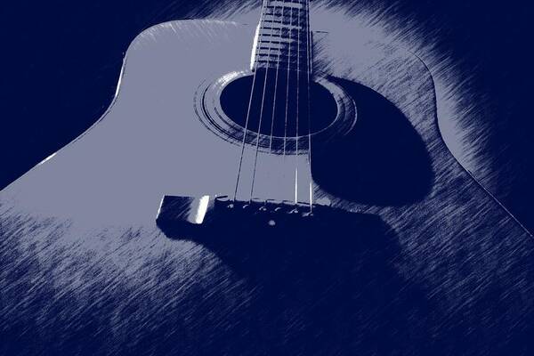 Guitar Poster featuring the photograph Blue Guitar by Photographic Arts And Design Studio