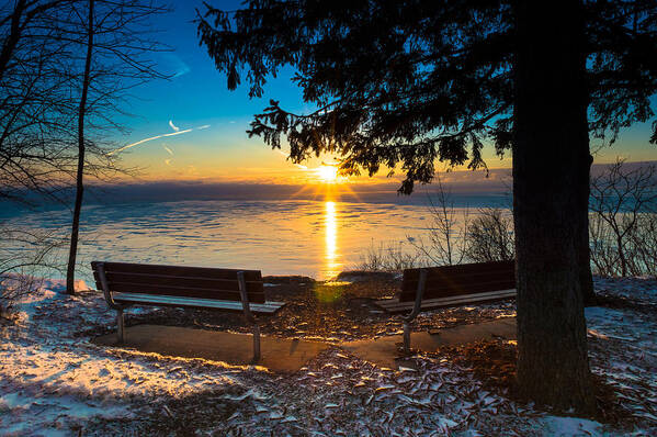 Sunrise Poster featuring the photograph Bluff Benches by James Meyer