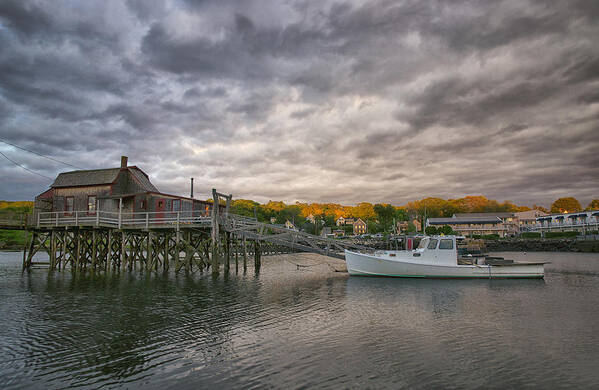 #boothbay#harbor#maine#summer#nights#boats#sunrise Poster featuring the photograph Boat House by Darylann Leonard Photography