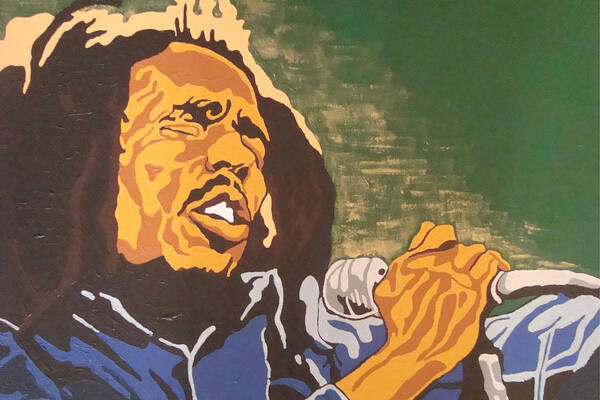 Bob Marley Poster featuring the painting Bob Marley by Rachel Natalie Rawlins