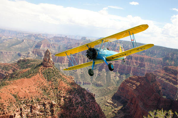 Boeing Stearman Poster featuring the photograph Boeing Stearman at Mount Hayden Grand Canyon by Gary Eason