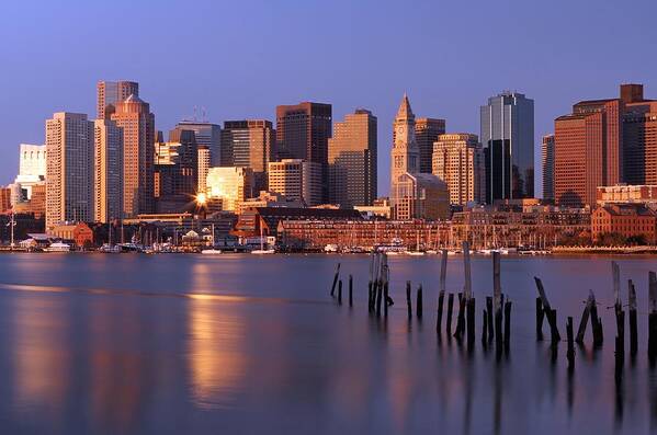 Boston Poster featuring the photograph Boston Financial District and Harbor by Juergen Roth
