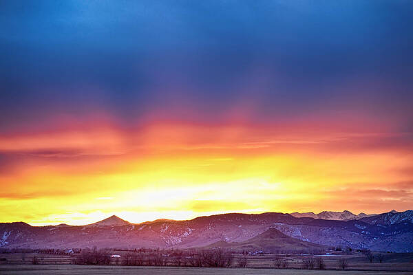 Winter Poster featuring the photograph Boulder County Haystack Rocky Mountain Sunset by James BO Insogna